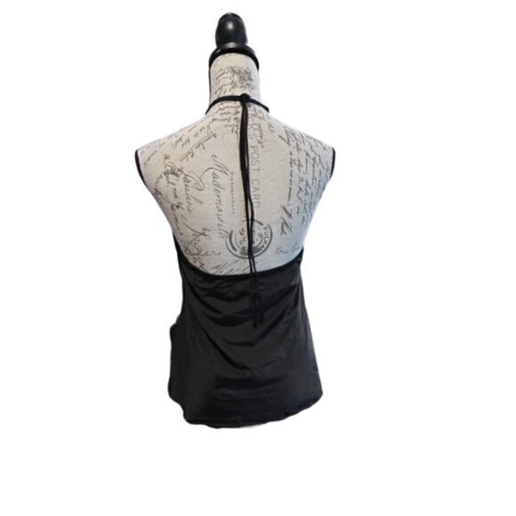 Black Tankini Braided‎ Front Size Medium Pool Beach Backless Halter Tie - Picture 7 of 8